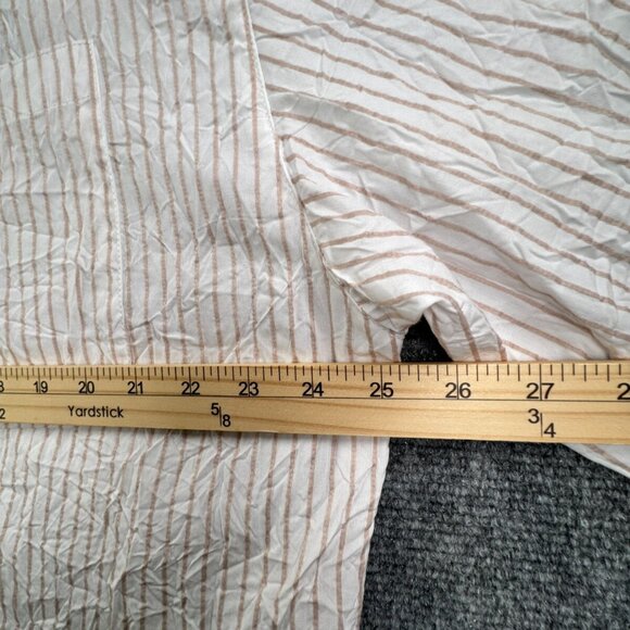 Standard Cloth Button Up Shirt Men's Size Large Striped Beige Short Sleeve NWT - Picture 5 of 11